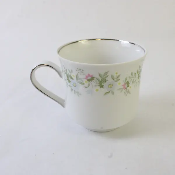 Lot Of 2 Johann Haviland Forever Spring Pattern Silver Trim Footed Cup 3.25"