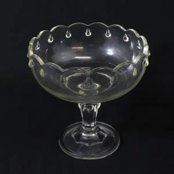 Vintage 1960s Indiana Glass Clear Teardrop Compote  7.75"