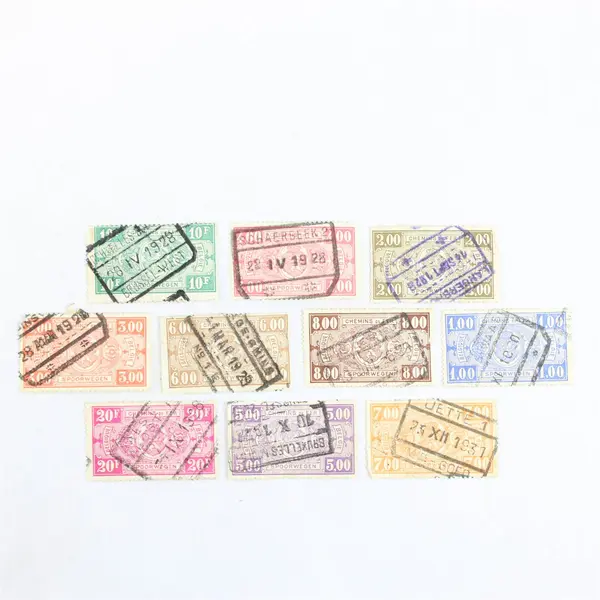 Lot Of 10 Belgium Railway Parcel Post Stamps Used Hinged 1920s