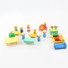 Vintage Lot of 24 Fisher-Price Little People Figurines and Furniture - 1970's