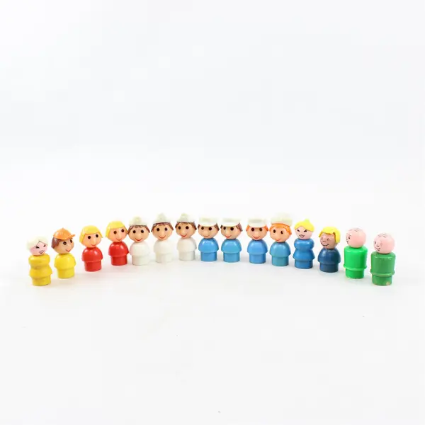 Vintage Lot of 24 Fisher-Price Little People Figurines and Furniture - 1970's