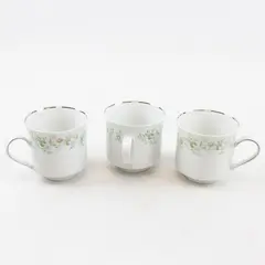 Lot Of 3 Johann Haviland Forever Spring Pattern Silver Trim Footed Cup 3.25"
