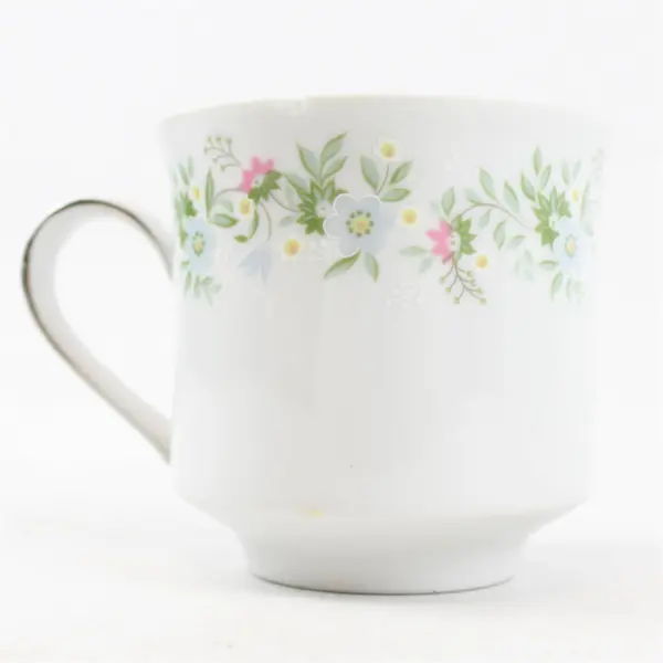 Lot Of 3 Johann Haviland Forever Spring Pattern Silver Trim Footed Cup 3.25"