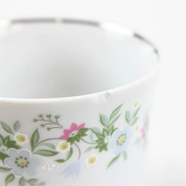 Lot Of 3 Johann Haviland Forever Spring Pattern Silver Trim Footed Cup 3.25"