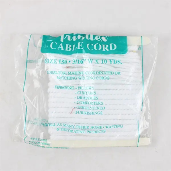 Pk. of Trimtex Cable Cord Size 150, 3/16"Wx10 Yds., White 