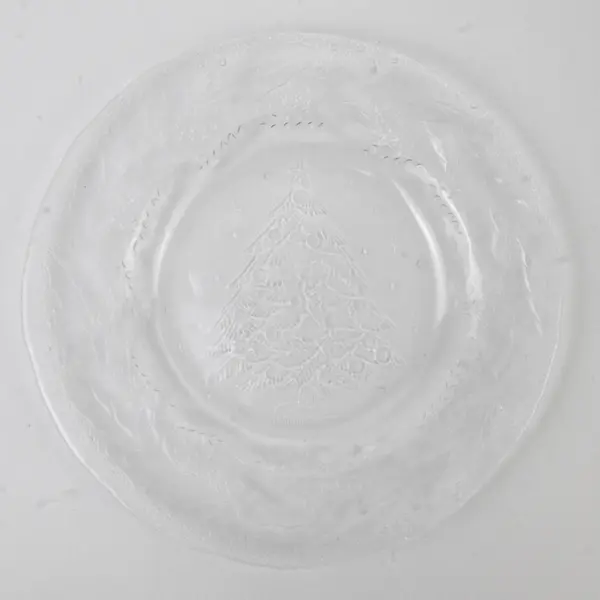 Set of 4 Arcoroc Holly Tree Glass Christmas Salad Plates 7.75"