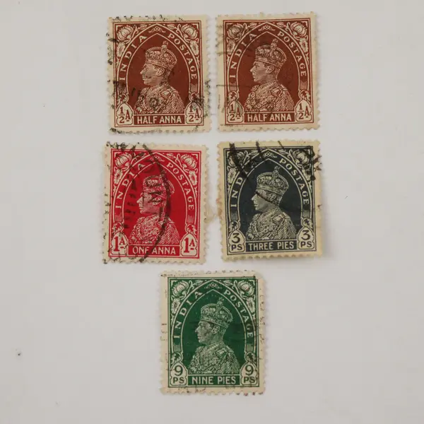 Lot Of 5 British India King George VI Stamps Used 1930s