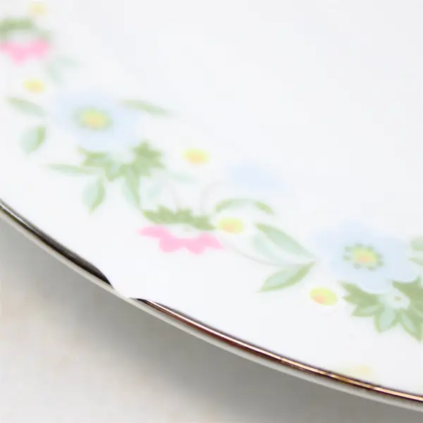 Lot Of 4 Johann Haviland Forever Spring Pattern Silver Trim Saucers 6.25"