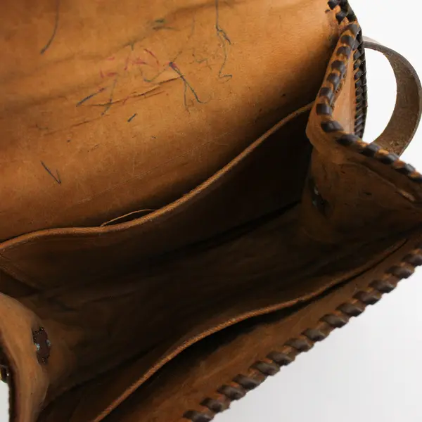 Vintage Tooled Leather Purse 8" Wide by 7" Tall Floral Pattern