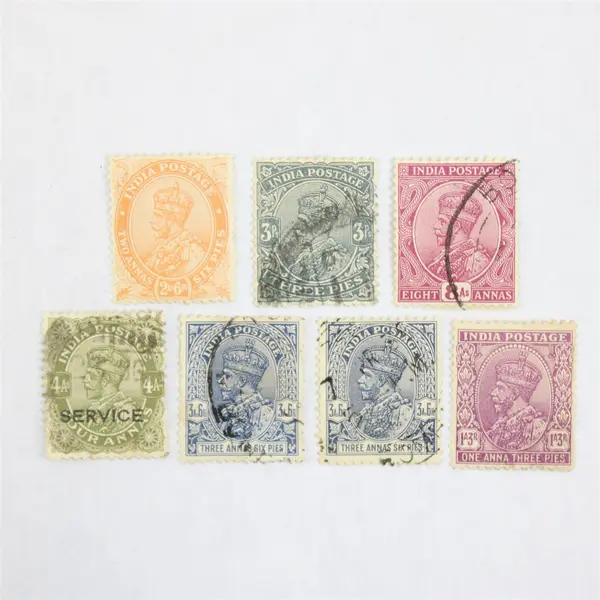 Lot Of 7 British India King George V Stamps Used Canceled