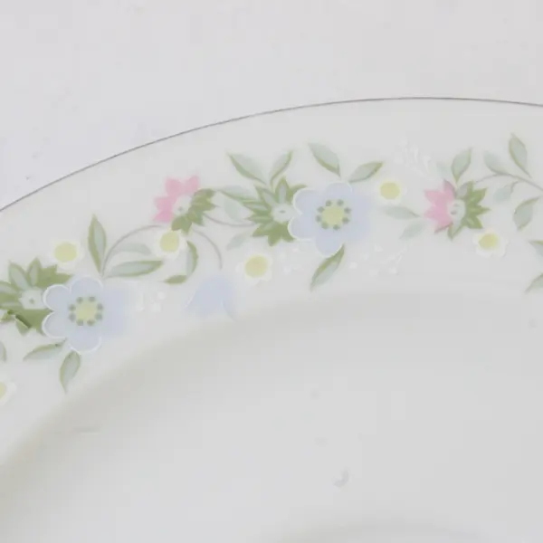 Lot Of 5 Johann Haviland Forever Spring Pattern Silver Trim Saucers 6.25"