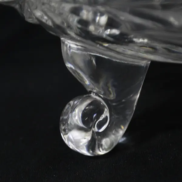 Cut Crystal 3 Footed Glass Bowl Pinwheel Fan Pattern 9"