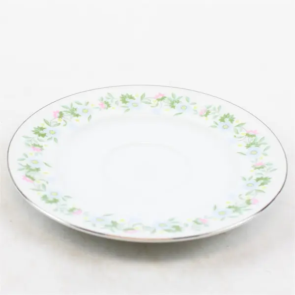 Lot Of 10 Johann Haviland Forever Spring Pattern Silver Trim Saucers 6.25"