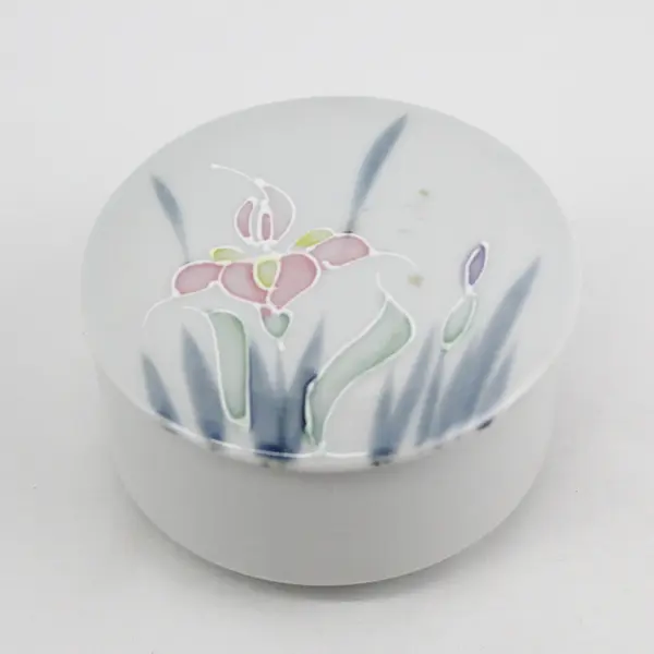 Vintage Otagiri Japan Floral  Lite Hand Painted Porcelain Trinket Box 