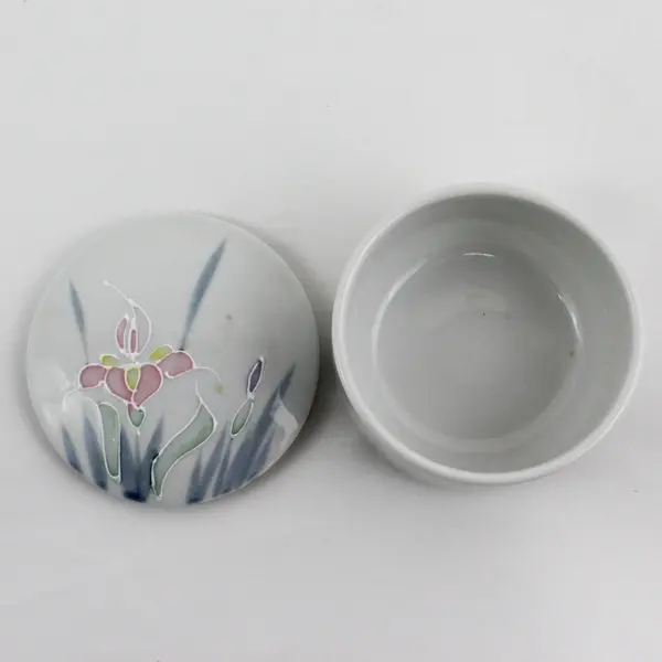 Vintage Otagiri Japan Floral  Lite Hand Painted Porcelain Trinket Box 