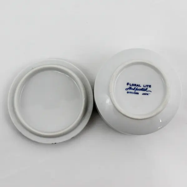 Vintage Otagiri Japan Floral  Lite Hand Painted Porcelain Trinket Box 