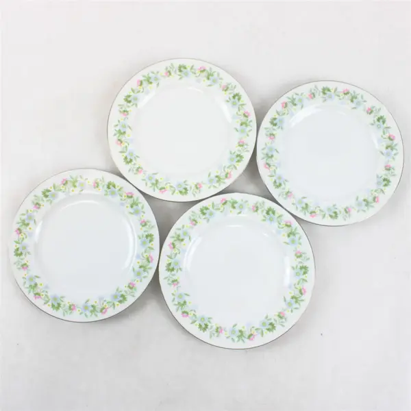 Lot Of 4 Johann Haviland Forever Spring Pattern Silver Trim Bread/ Butter 6.25"