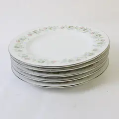 Lot Of 5 Johann Haviland Forever Spring Pattern Silver Trim Bread/ Butter 6.25"