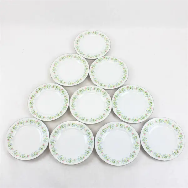 Lot Of 10 Johann Haviland Forever Spring Pattern Silver Trim Bread/ Butter 6.25"