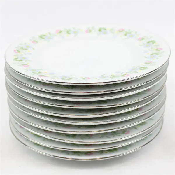 Lot Of 10 Johann Haviland Forever Spring Pattern Silver Trim Bread/ Butter 6.25"