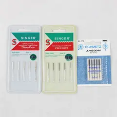 Lot of 3 pks. of Sewing Machine Needles, Singer and Schmetz Brands, New 