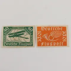 Lot Of 2 Germany Flugpost Airmail Stamps 1920s Mint Hinged