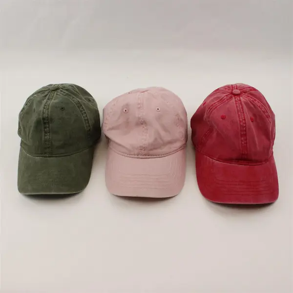 Lot of 3 Women's Cotton Baseball Caps Red Pink Green One Size