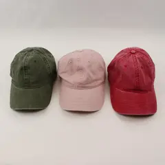 Lot of 3 Women's Cotton Baseball Caps Red Pink Green One Size