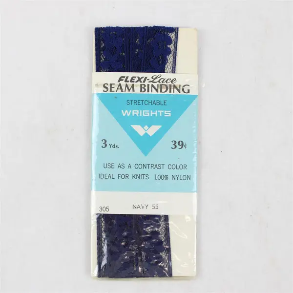 Lot of 3 New Packs Seam Binding, Black, Navy & Green, one is Flexi-Lace