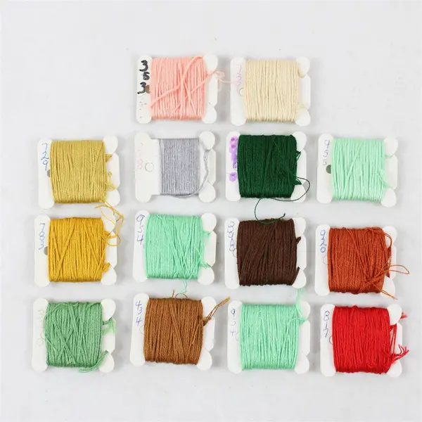 Lot of 14 Sm. Cards of Floss Yarn, Asst'd Colors 