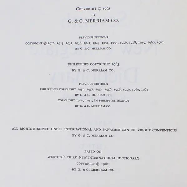 Vintage Webster’s Seventh New Collegiate Dictionary 1963 Hardcover