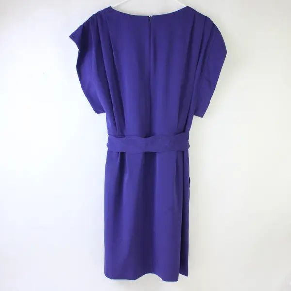 Eliza J Women's 14 Purple Short Cap Sleeve Tie Waist A-Line Knee Length Dress 