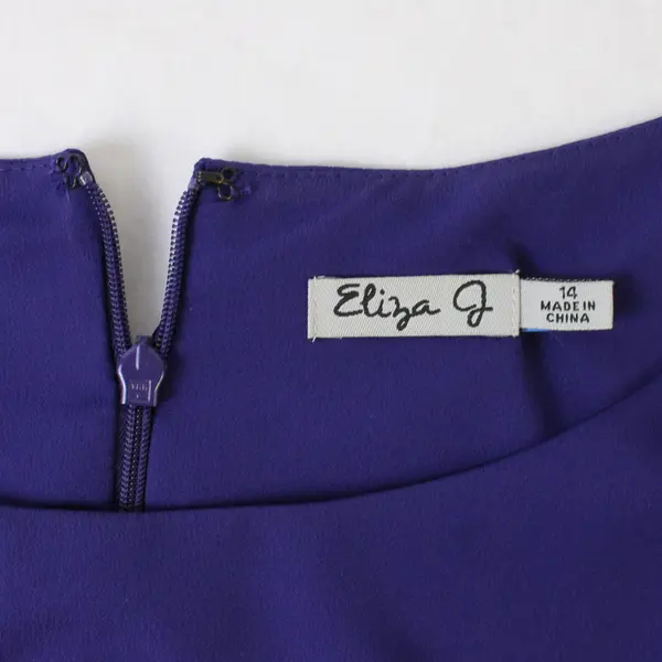 Eliza J Women's 14 Purple Short Cap Sleeve Tie Waist A-Line Knee Length Dress 