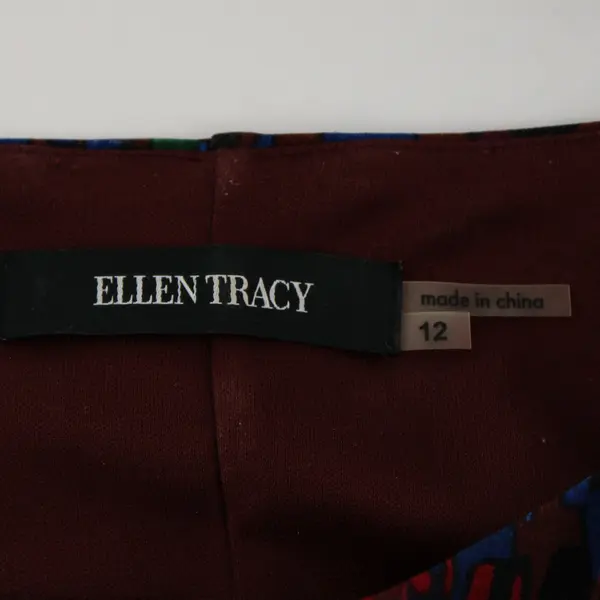 Ellen Tracy Women's 12 Plum & Multicolor Short Sleeve Lined Sheath Dress