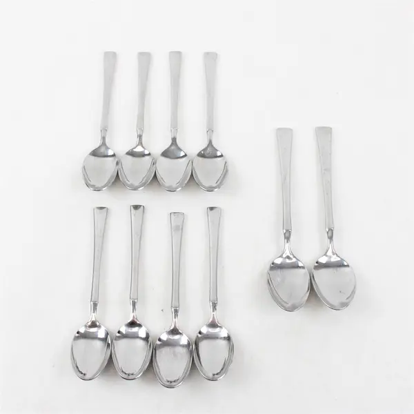 Mixed Lot of 10 Rogers Stainless Steel Soup Spoons and Teaspoons