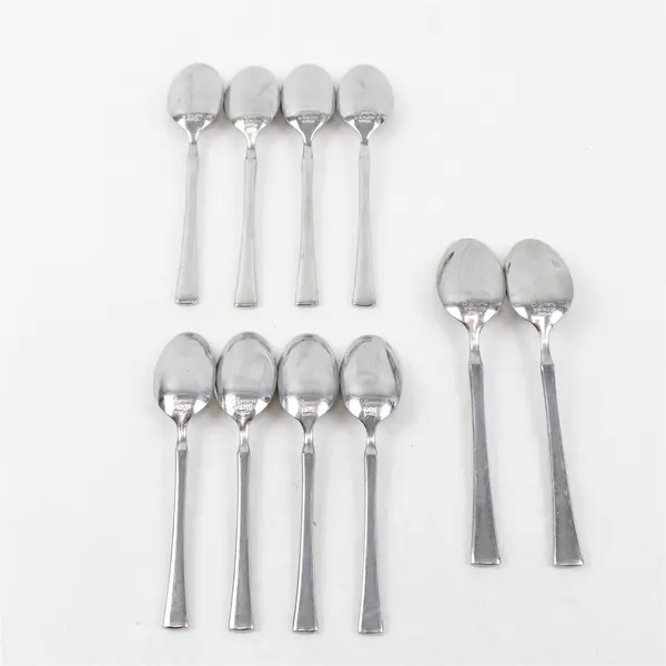 Mixed Lot of 10 Rogers Stainless Steel Soup Spoons and Teaspoons