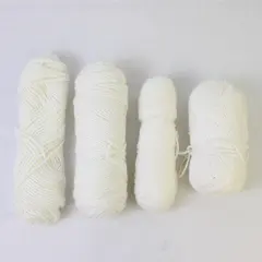 Lot of 4 Skeins of Assorted White Wool Yarn, Unbranded