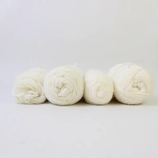 Lot of 4 Skeins of Assorted White Wool Yarn, Unbranded