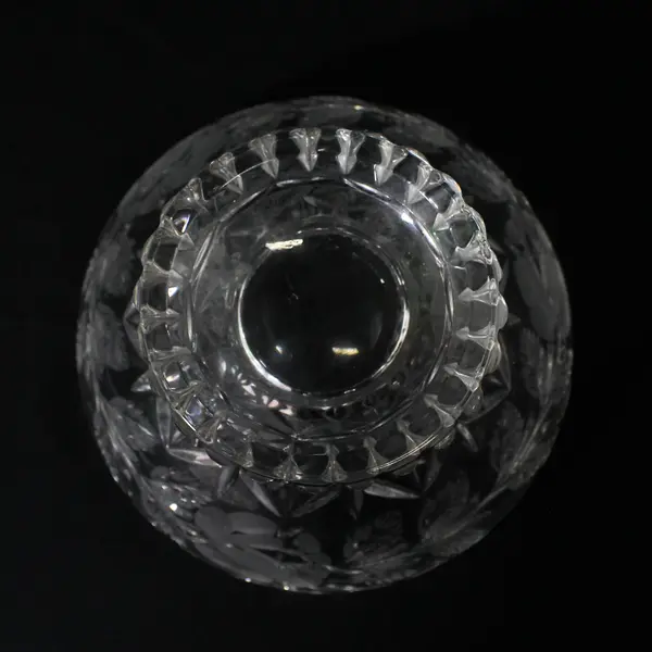 Zajecar Lead Crystal Etched Rose Footed Candy Dish  6.25"