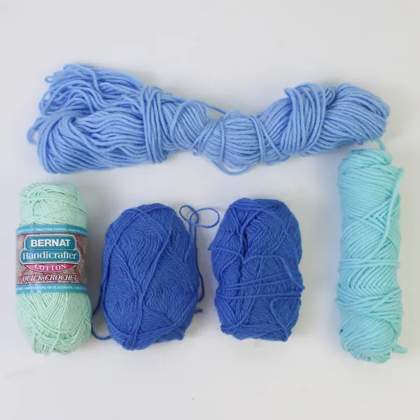 Lot of 5 Skeins of Yarn Blue Hues, One is New Bernat Handicrafter