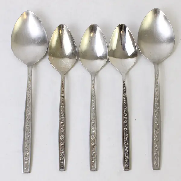 Mixed Lot of 5 Vintage West Bend Stainless Steel Spoons Floral Pattern