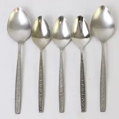 Mixed Lot of 5 Vintage West Bend Stainless Steel Spoons Floral Pattern