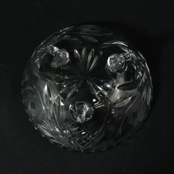 Vintage CIC Etched Rose Cut Crystal 3 Footed Bowl Western Germany