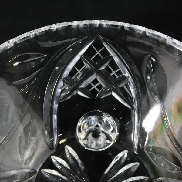 Vintage CIC Etched Rose Cut Crystal 3 Footed Bowl Western Germany