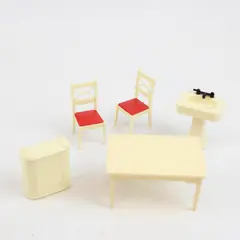 Lot of 5 Vintage Dollhouse Furniture Miniatures - Table, Sink, Hamper, 2 Chairs