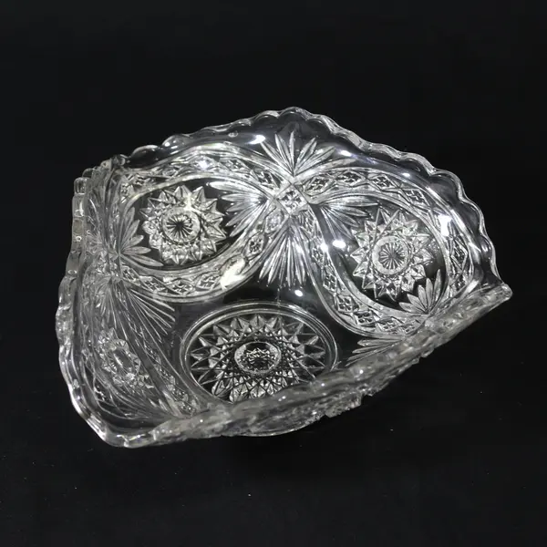 Vintage Ohio Glass Hobstar Triangle Shaped Bowl  