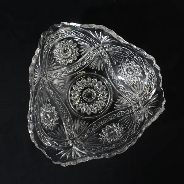 Vintage Ohio Glass Hobstar Triangle Shaped Bowl  