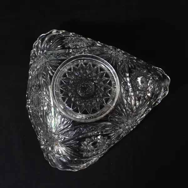 Vintage Ohio Glass Hobstar Triangle Shaped Bowl  