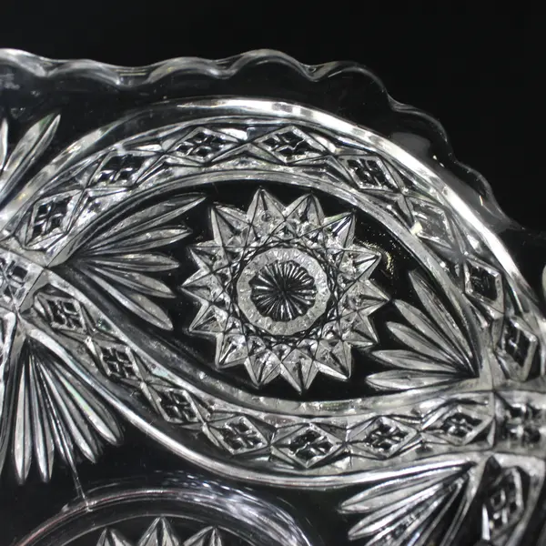 Vintage Ohio Glass Hobstar Triangle Shaped Bowl  