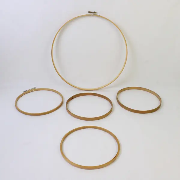 Lot of 5 Wooden Hoops for Needlepoint/Embroidery: 1 is 12"; 4 are 7.8".  